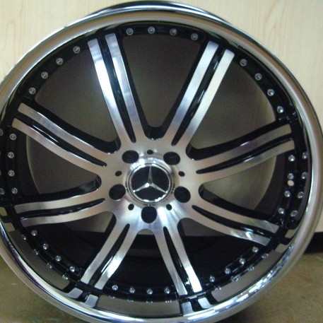 MERCEDES WHEELS/RIM R320 R350 R500 ML63 GLK350 Black / Machine Face / Stainless Chrome Lip 22"
