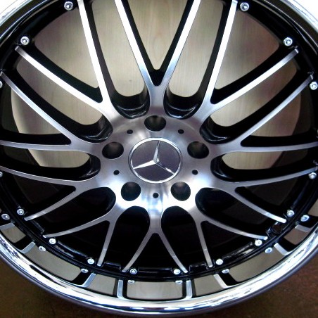 MERCEDES WHEELS/RIM CL500 S430 S500 S550 S600 Black / Machine Face / Stainless Chrome Lip 20"