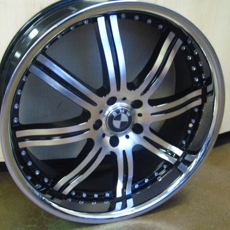 BMW WHEELS/RIM 740i 740Li 745i 745Li E65 E66 Black / Machine Face / Stainless Chrome Lip 22"