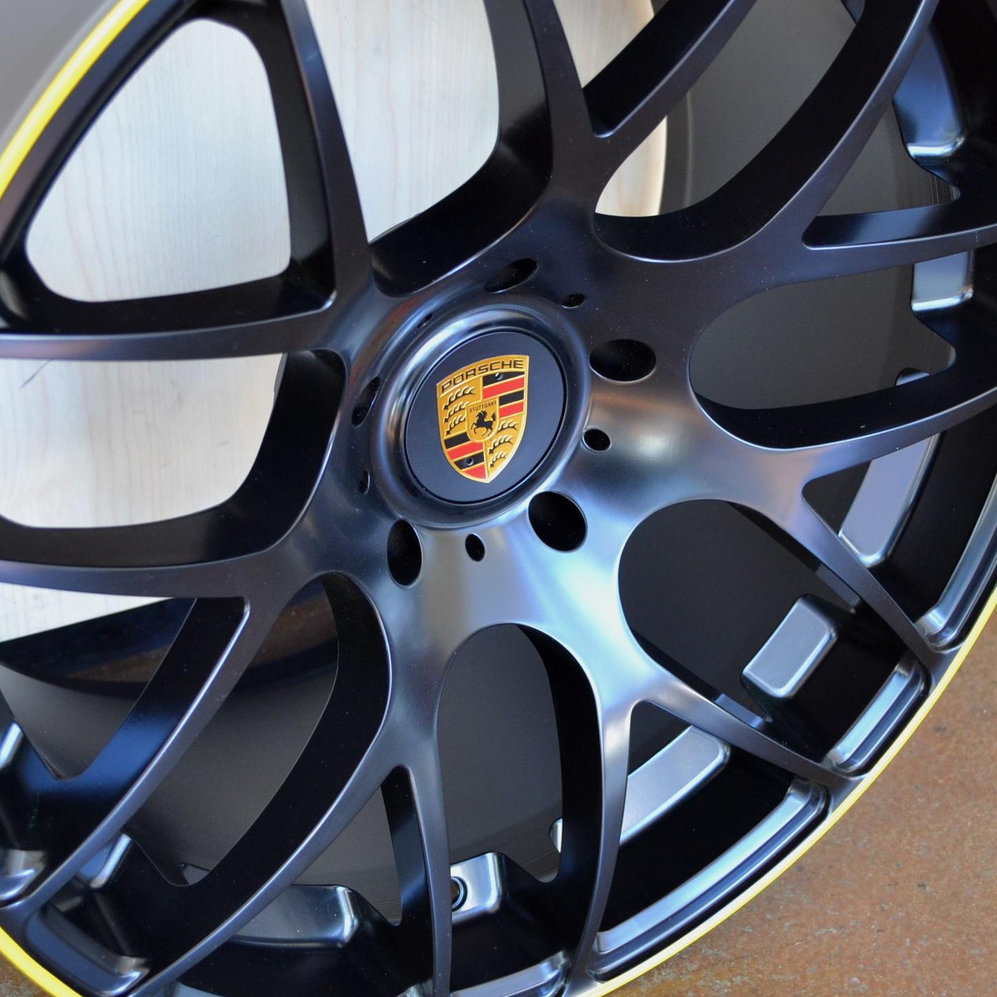 PORSCHE WHEELS/RIM 911 CARRERA S CABRIOLET C2 C2S C4 TARGA 4 996/997 Matte Black / Yellow pin stripe -19"