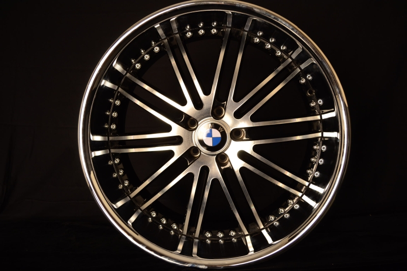 BMW WHEELS/RIM E60 E63 E64 645ci 650i M5 M6 Black Machined Face / Chrome Lip 22" - Image 3