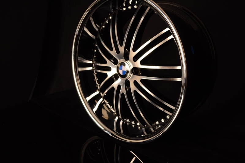 BMW WHEELS/RIM E60 E63 E64 645ci 650i M5 M6 Black Machined Face / Chrome Lip 22" - Image 4