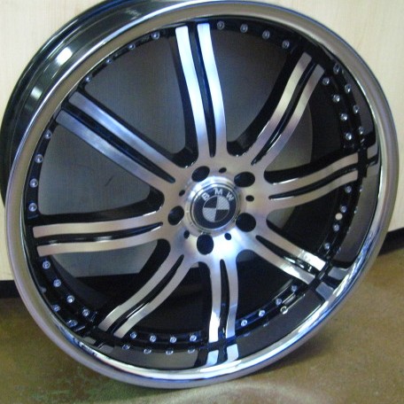 BMW WHEELS/RIM E60 E63 E64 645ci 650i M5 M6 Black / Machine Face / Stainless Chrome Lip 22"
