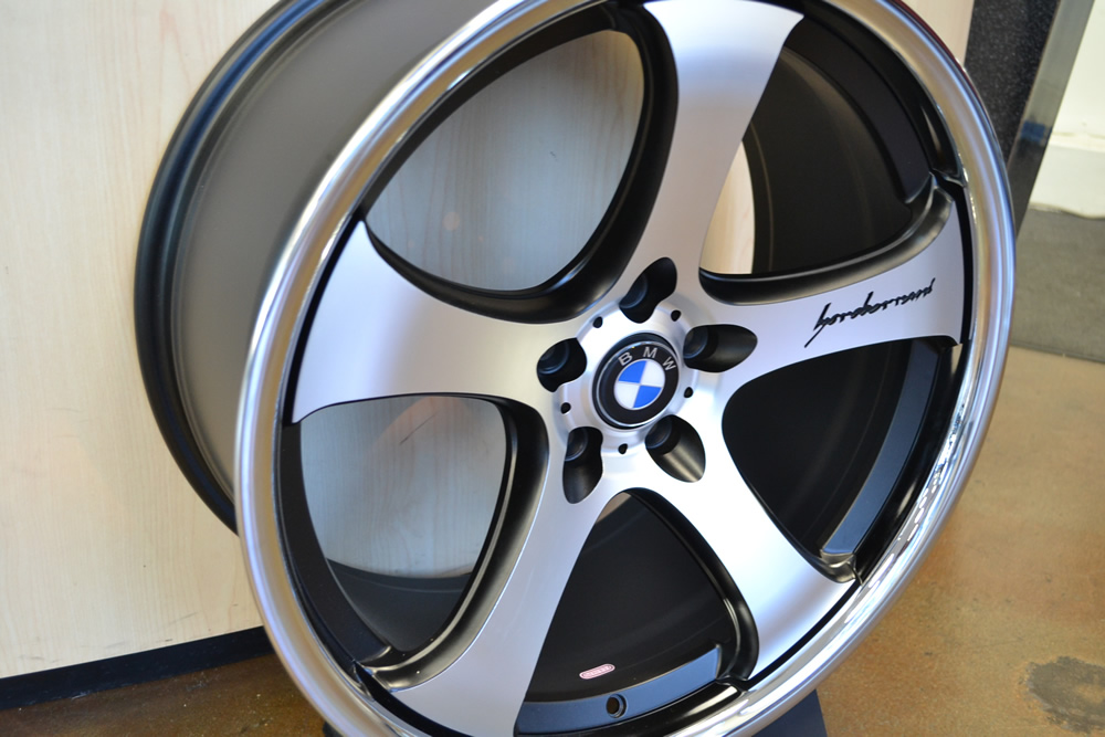 BMW WHEELS/RIM 325i 325xi 325ci E46 E90 M3 Machine Face / Black Inner Spokes / Chrome Lip 20" - Image 2