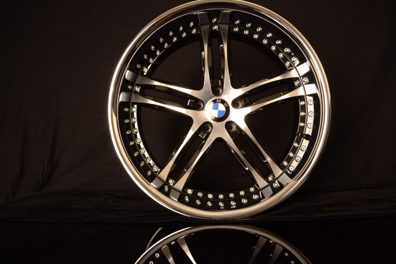 BMW WHEELS/RIM E60 E63 E64 645ci 650i M5 M6 Machine Face / Black Inner Spokes / Chrome Lip 22" - Image 7