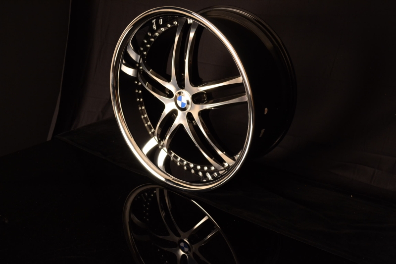 BMW WHEELS/RIM E60 E63 E64 645ci 650i M5 M6 Machine Face / Black Inner Spokes / Chrome Lip 22" - Image 6