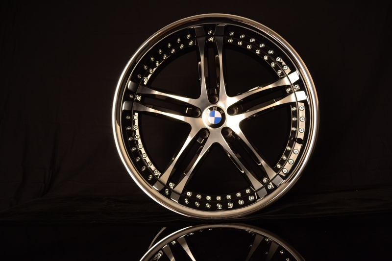 BMW WHEELS/RIM E60 E63 E64 645ci 650i M5 M6 Machine Face / Black Inner Spokes / Chrome Lip 22" - Image 5