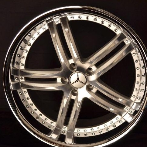 MERCEDES WHEELS/RIM ML320 ML350 ML500 ML450 ML550 Machine Face / Silver Inner Spokes / Chrome Lip 22"