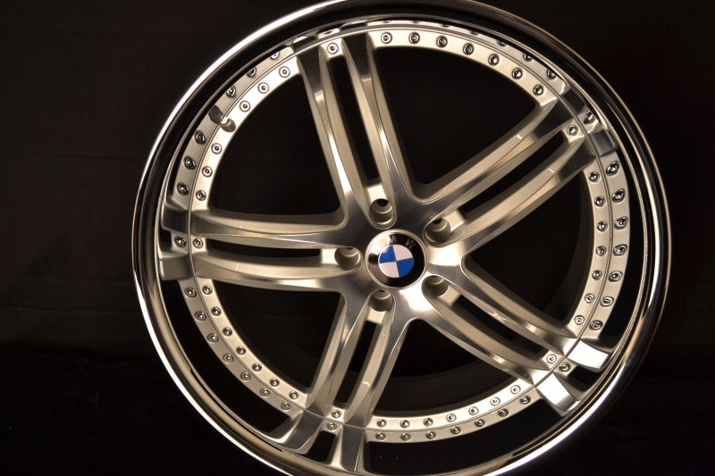 BMW WHEELS/RIM 740i 740Li 745i 745Li E65 E66 Machine Face / Silver Inner Spokes / Chrome Lip 22" - Image 3