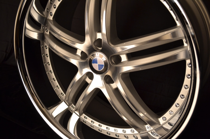 BMW WHEELS/RIM E60 E63 E64 645ci 650i M5 M6 Machine Face / Silver Inner Spokes / Chrome Lip 22" - Image 5