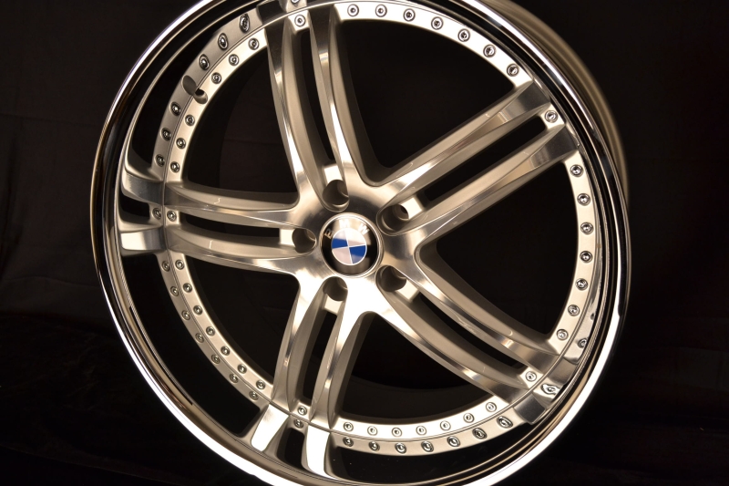 BMW WHEELS/RIM 740i 740Li 745i 745Li E65 E66 Machine Face / Silver Inner Spokes / Chrome Lip 22" - Image 5