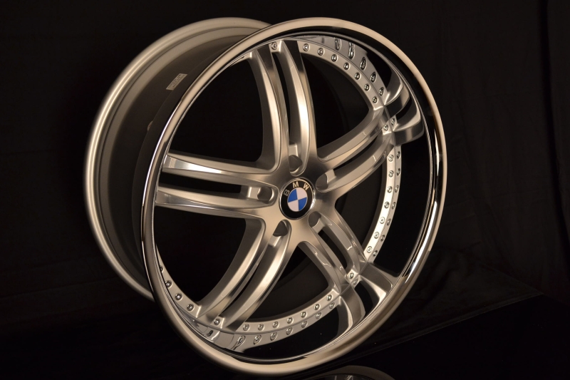 BMW WHEELS/RIM E60 E63 E64 645ci 650i M5 M6 Machine Face / Silver Inner Spokes / Chrome Lip 22" - Image 2