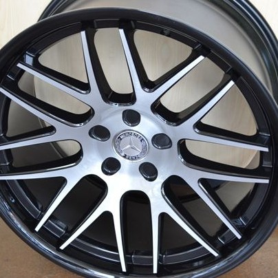 MERCEDES WHEELS/RIME E55 E320 E350 E550 Brush Face / Black Inner Spokes / Black Lip 20"