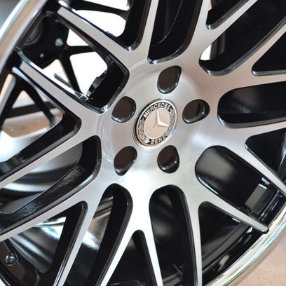 MERCEDES WHEELS/RIME E55 E320 E350 E550 Brush Face / Black Inner Spokes / Chrome Lip 20"