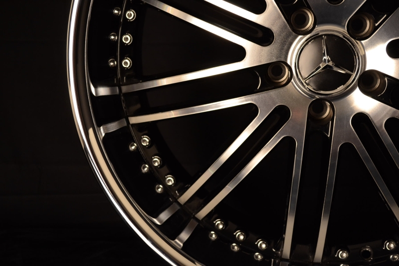 MERCEDES WHEELS/RIM ML320 ML350 ML500 ML450 ML550 Black Machined Face / Chrome Lip 22" - Image 2