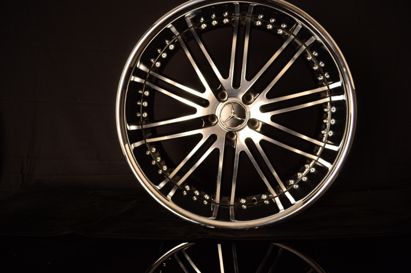 MERCEDES WHEELS/RIM ML320 ML350 ML500 ML450 ML550 Black Machined Face / Chrome Lip 22" - Image 3