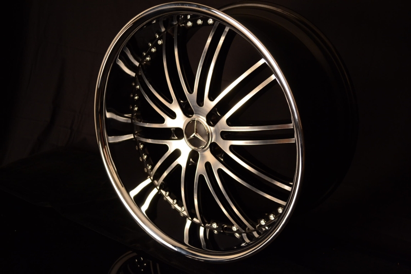 MERCEDES WHEELS/RIM ML320 ML350 ML500 ML450 ML550 Black Machined Face / Chrome Lip 22" - Image 4