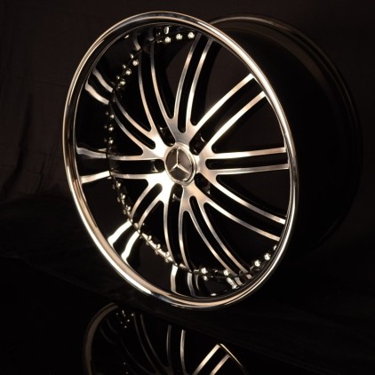 MERCEDES WHEELS/RIM ML320 ML350 ML500 ML450 ML550 Black Machined Face / Chrome Lip 22"
