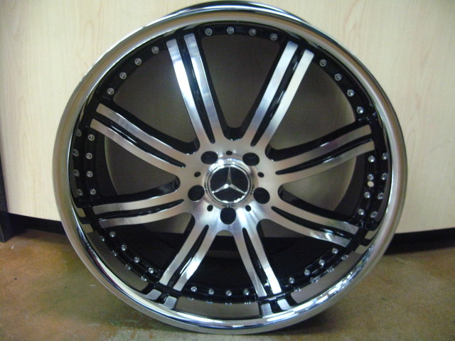 MERCEDES WHEELS/RIM ML320 ML350 ML500 ML450 ML550 Black / Machine Face / Stainless Chrome Lip 22" - Image 6