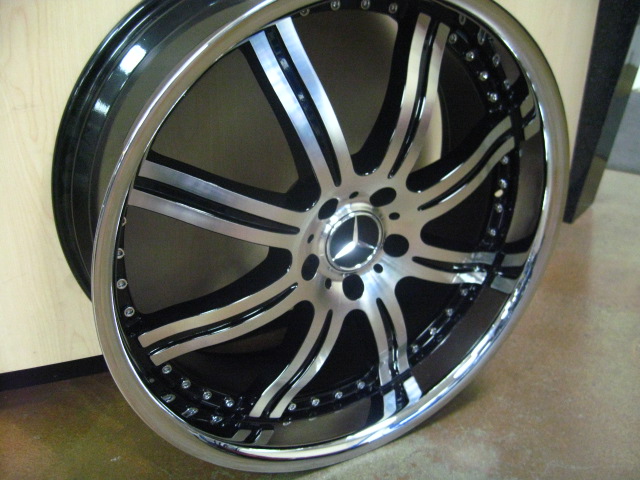MERCEDES WHEELS/RIM ML320 ML350 ML500 ML450 ML550 Black / Machine Face / Stainless Chrome Lip 22" - Image 5