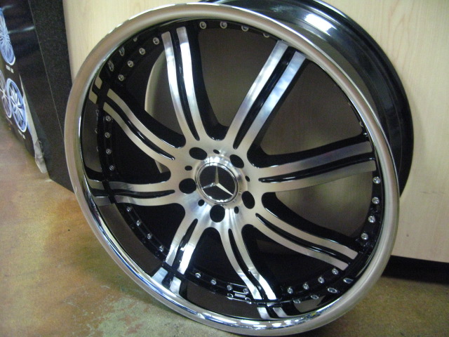 MERCEDES WHEELS/RIM ML320 ML350 ML500 ML450 ML550 Black / Machine Face / Stainless Chrome Lip 22" - Image 4