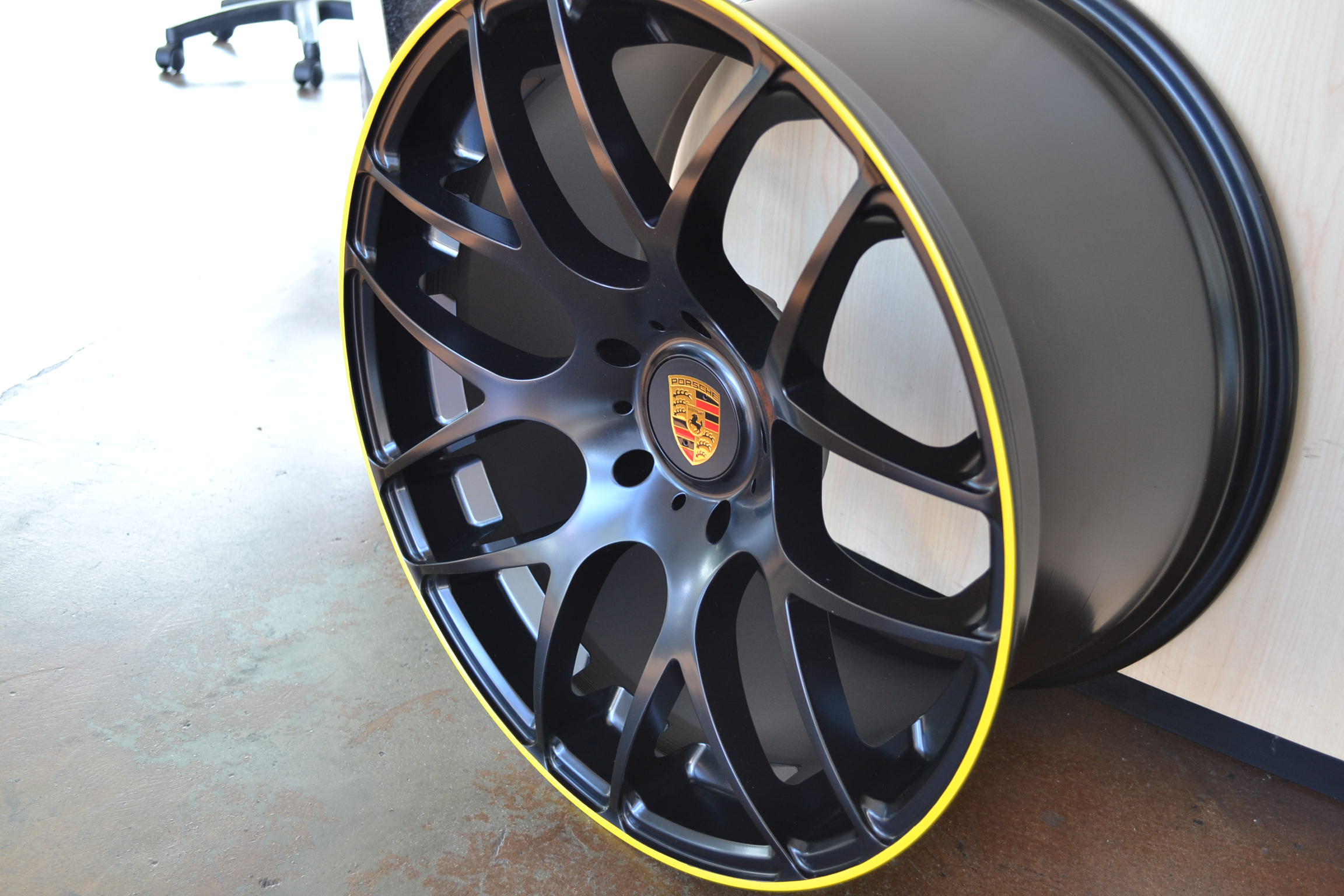 PORSCHE WHEELS/RIM 911 CARRERA S CABRIOLET C2 C2S C4 TARGA 4 996/997 Matte Black / Yellow pin stripe -19" - Image 5