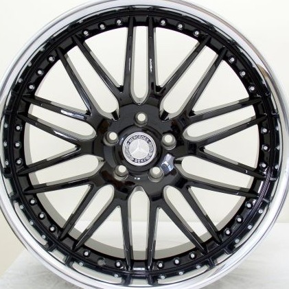 MERCEDES WHEELS/RIM CL500 S430 S500 S550 S600 Black / Chrome Lip 22"