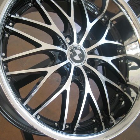 BMW WHEELS/RIM 750i 750Li 760i 760Li X5 X6 M Black / Machine Face / Stainless Chrome Lip 20"