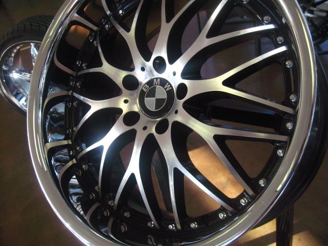 BMW WHEELS/RIM E60 E63 E64 645ci 650i M5 M6 Diamond Cut / Black Inner Spokes / Chrome Lip 20" - Image 7