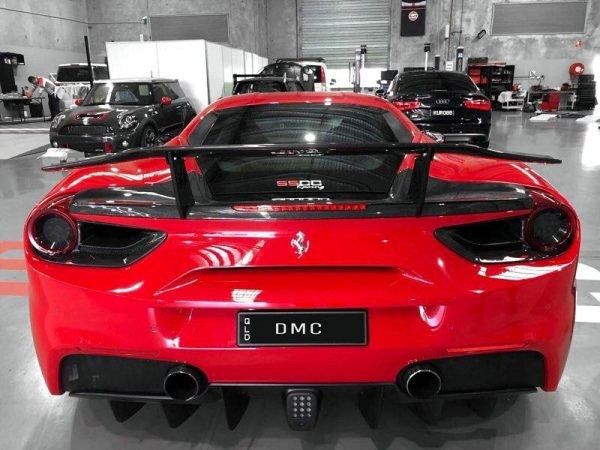 DMC Ferrari 488 GTB Forged Carbon Fiber Big Wing Spoiler fits the OEM Coupe in GT EVO Pista FXXK Style I - Image 3