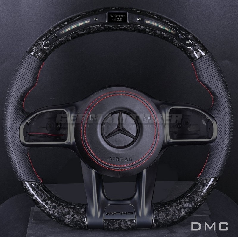 DMC Forged Carbon Fiber Performance Steering Wheel with Leather & Alcantara Suede C43 C63 G63 etc for Mercedes Benz AMG
