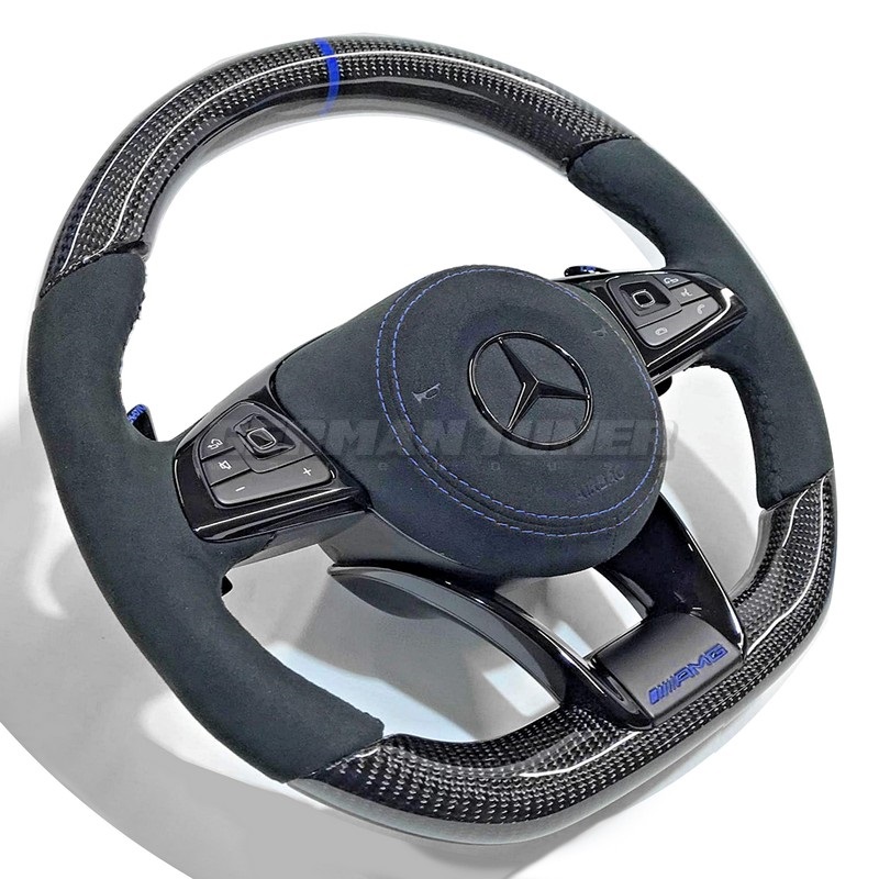 DMC Forged Carbon Fiber Performance Steering Wheel with Leather & Alcantara Suede C43 C63 G63 etc for Mercedes Benz AMG - Image 4