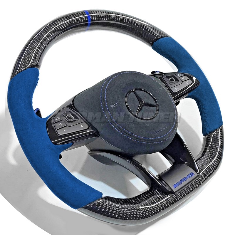 DMC Forged Carbon Fiber Performance Steering Wheel with Leather & Alcantara Suede C43 C63 G63 etc for Mercedes Benz AMG - Image 3