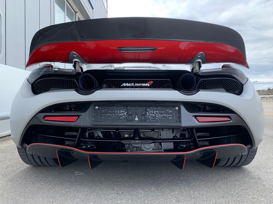 DMC McLaren 720s Rear Wing Trunk Lip Spoiler + Base Deck Lid P1 Style fits the OEM Coupe & Spider in Forged Carbon Fiber - Image 9