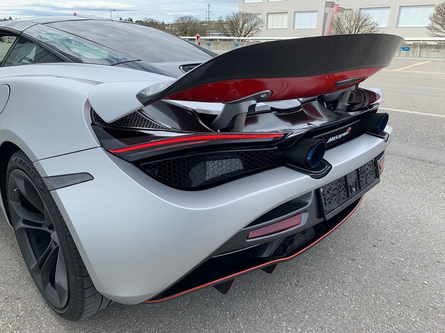 DMC McLaren 720s Rear Wing Trunk Lip Spoiler + Base Deck Lid P1 Style fits the OEM Coupe & Spider in Forged Carbon Fiber - Image 11