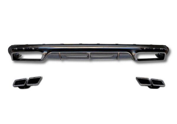 MEC Design Rear Diffuser in Carbon Finish (without cutout for foglight) & Black AMG 63 Endpipes for S-Class W222