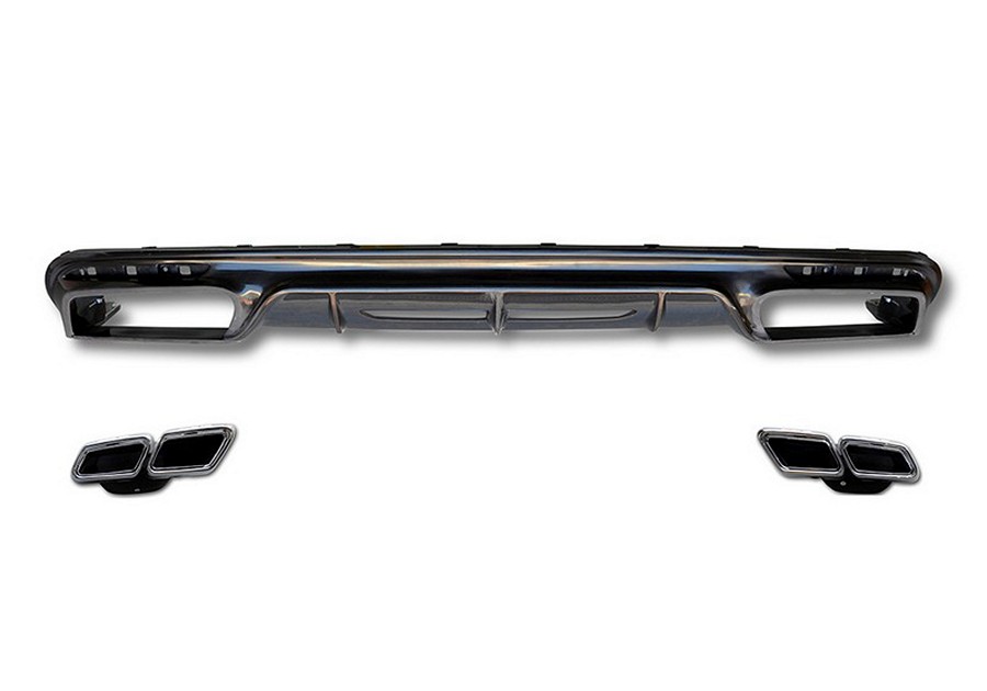 MEC Design Rear Diffuser in Carbon Finish (without cutout for foglight) & Black AMG 63 Endpipes for S-Class W222