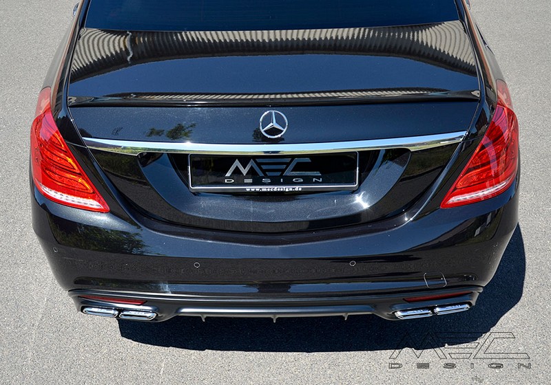 MEC Design Rear Diffuser in Carbon Finish (without cutout for foglight) & Black AMG 63 Endpipes for S-Class W222 - Image 3