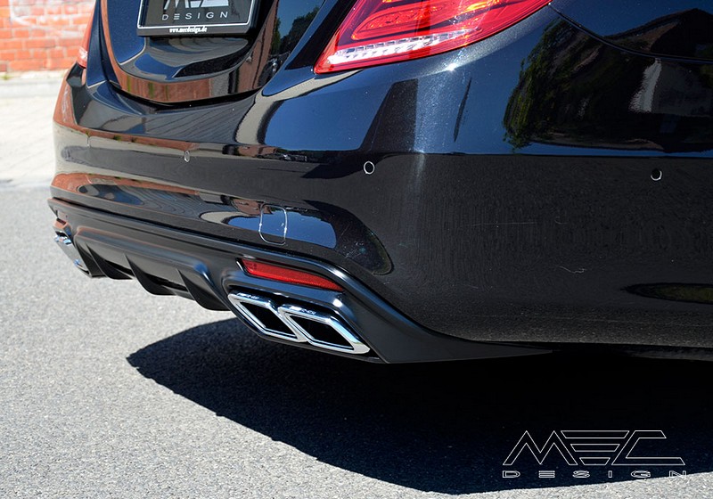 MEC Design Rear Diffuser in Carbon Finish (without cutout for foglight) & Black AMG 63 Endpipes for S-Class W222 - Image 8