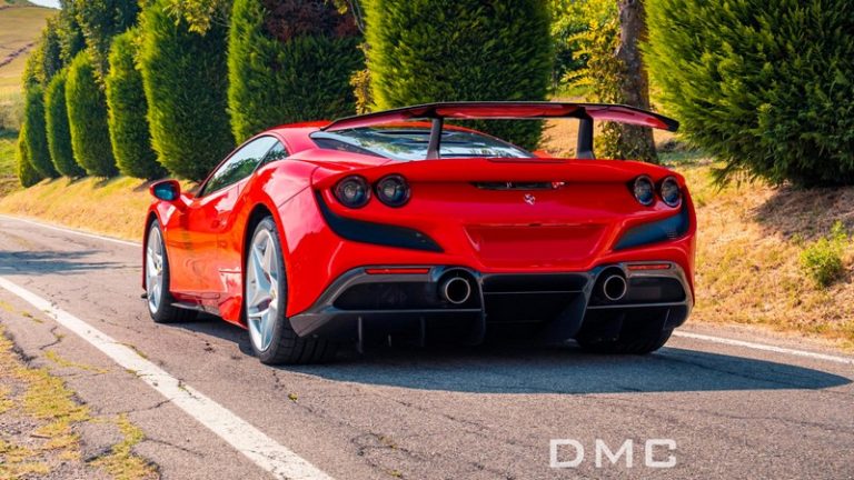 DMC Forged Carbon Fiber Rear Gooseneck Wing Spoiler GT3 Style fits the OEM Coupe and Spyder Convertible Cabriolet for Ferrari F8 Tributo
