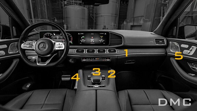 DMC Mercedes Benz GLS 600 Maybach Class X167 Forged Carbon Fiber Interior Kit: Door, Center Console, Gear Knob, Dashboard, Safety Handle Cover Trims: RHD Right Hand Drive & LHD