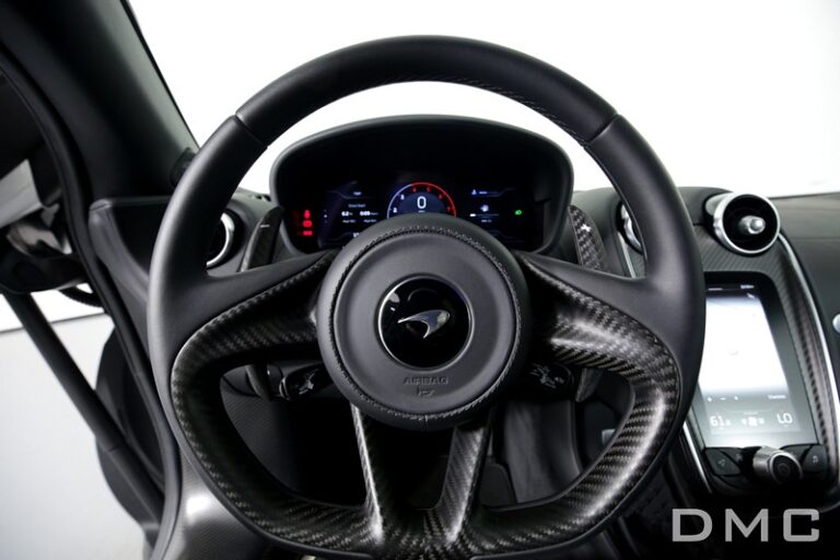 DMC Forged Carbon Fiber Interior Kit: Steering Wheel, Center Console Cover, Media Frame, Inner Door Trims, Pilot Dashboard for McLaren GT
