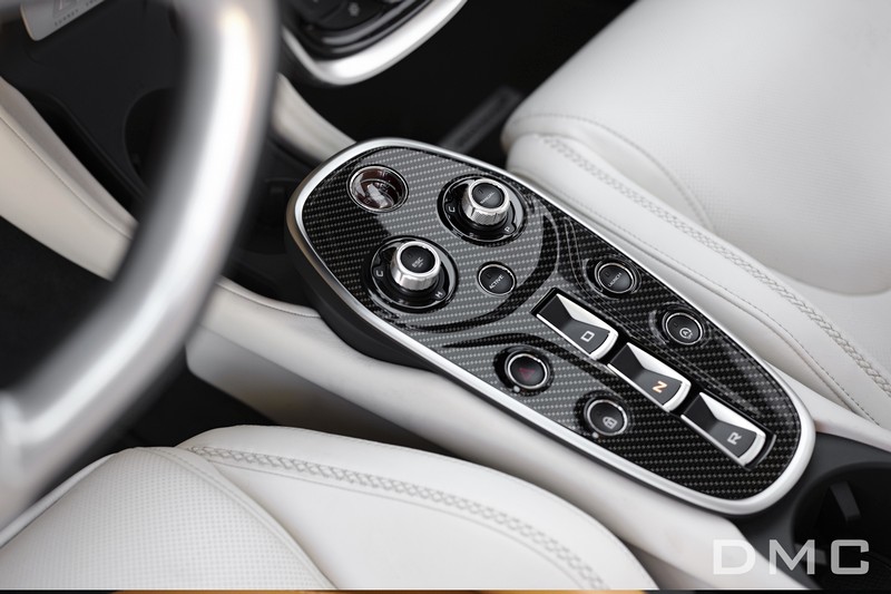 DMC Forged Carbon Fiber Interior Kit: Steering Wheel, Center Console Cover, Media Frame, Inner Door Trims, Pilot Dashboard for McLaren GT - Image 9