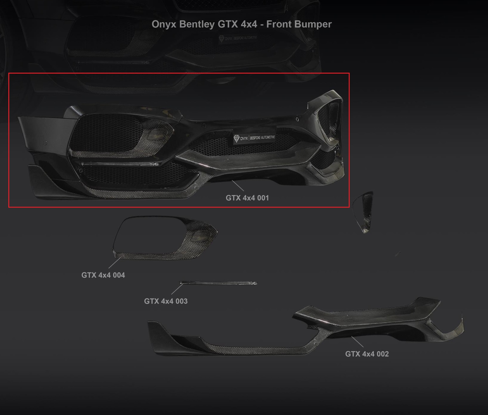 ONYX Aero Front Bumper Incl. Hex Mesh for 2017 Bentley GTX 4x4 - Image 3