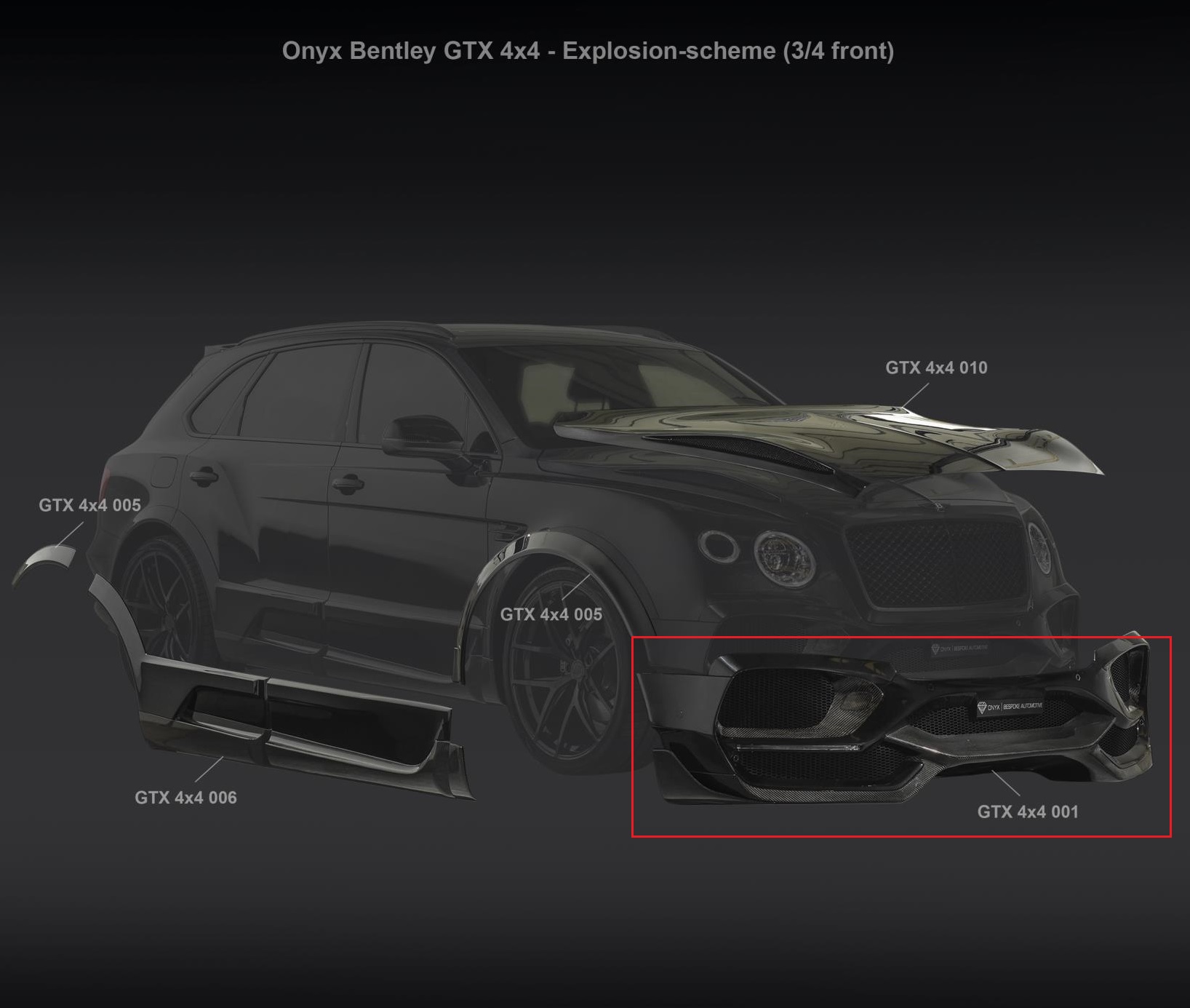 ONYX Aero Front Bumper Incl. Hex Mesh for 2017 Bentley GTX 4x4 - Image 2