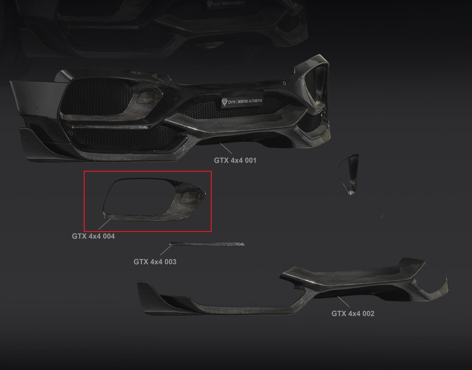 ONYX Carbon Bumper Grill Inserts & LED Carbon Holders for 2017 Bentley GTX 4x4 - Image 2