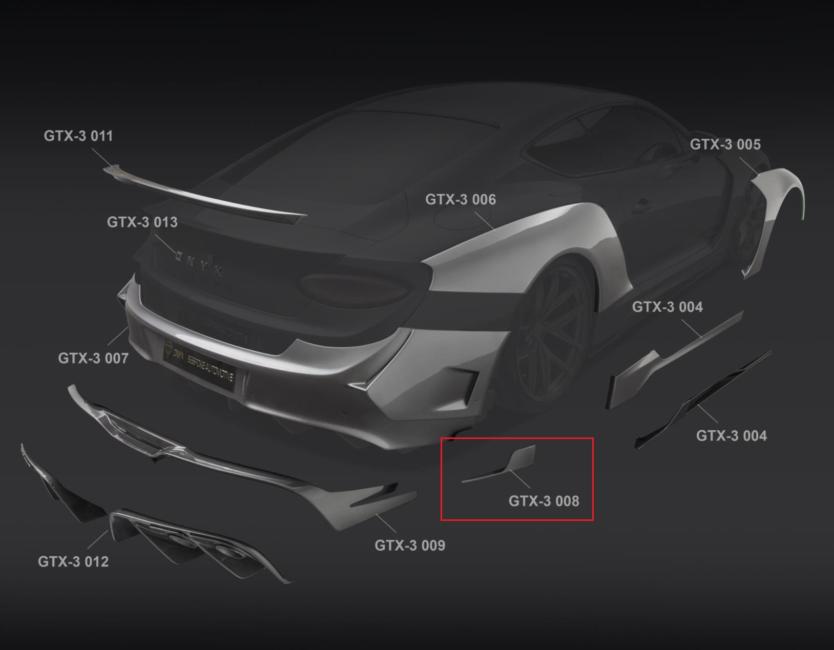 ONYX Carbon Bumper Rear Corner Wings for 2020 GTX-3 Bentley Continental GT - Image 2