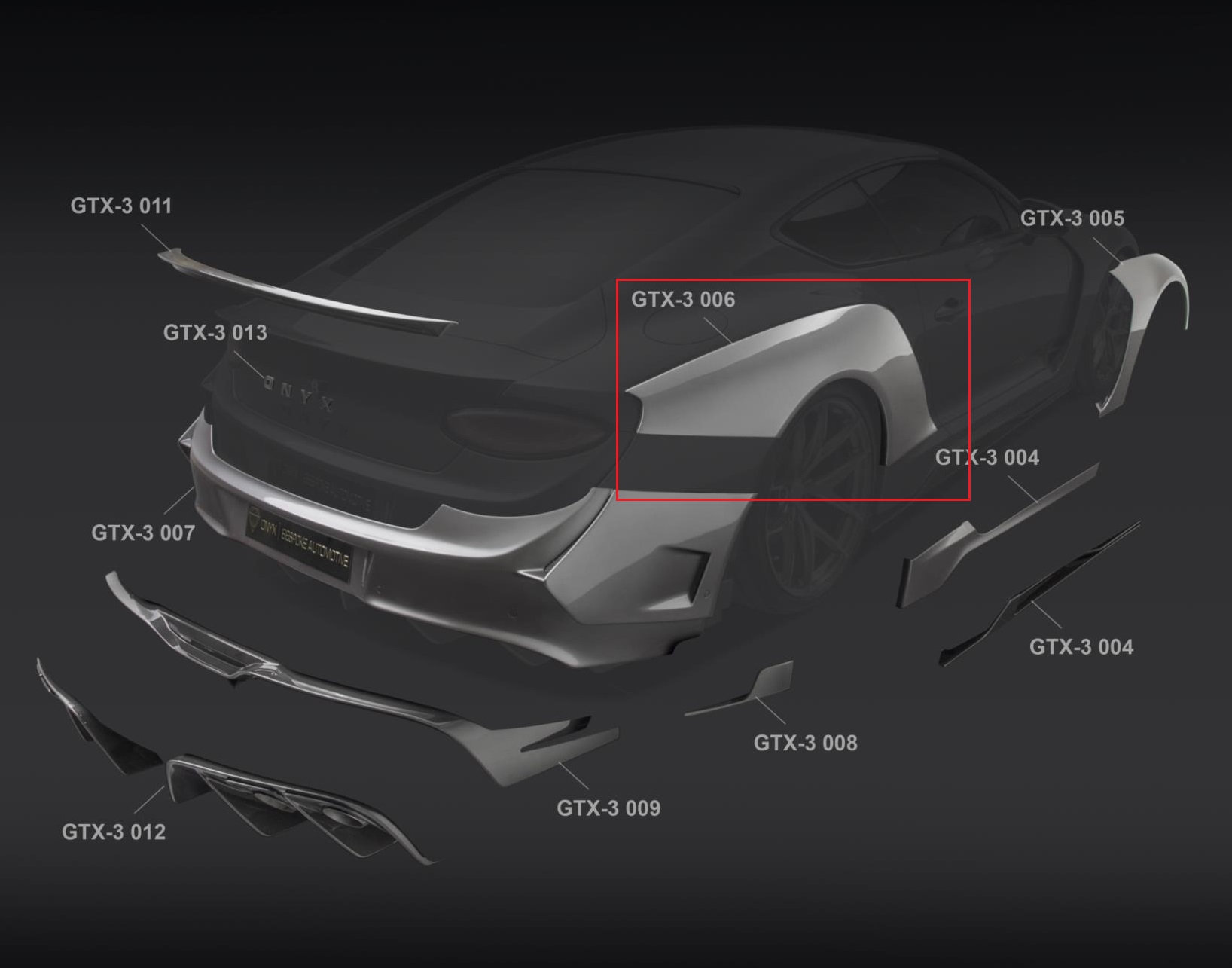 ONYX Carbon Rear 1/2 Panel Selection for 2020 GTX-3 Bentley Continental GT - Image 3