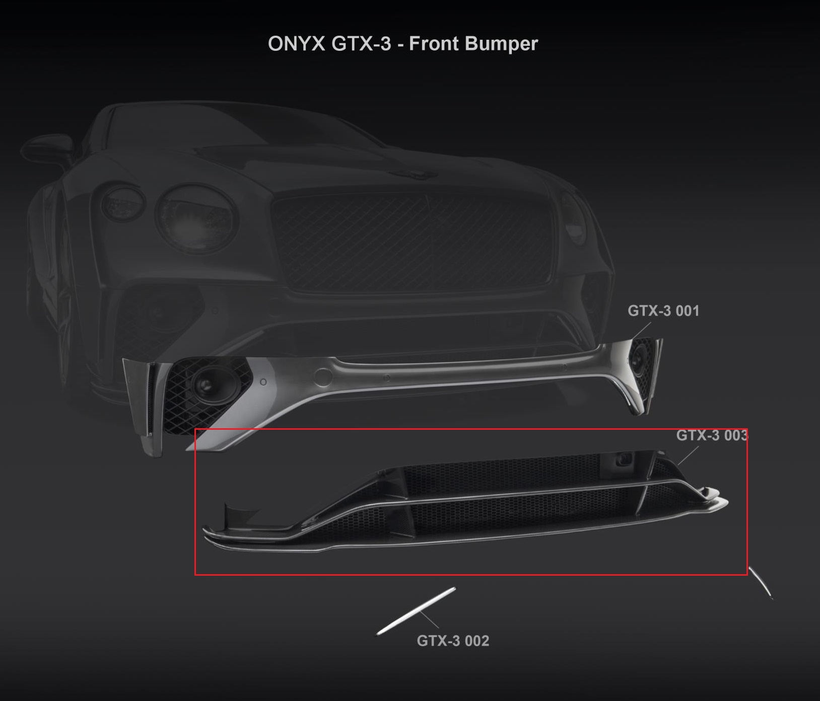 ONYX Carbon Twin Blade Visible Front Lip Incl. Drl's for 2020 GTX-3 Bentley Continental GT - Image 3