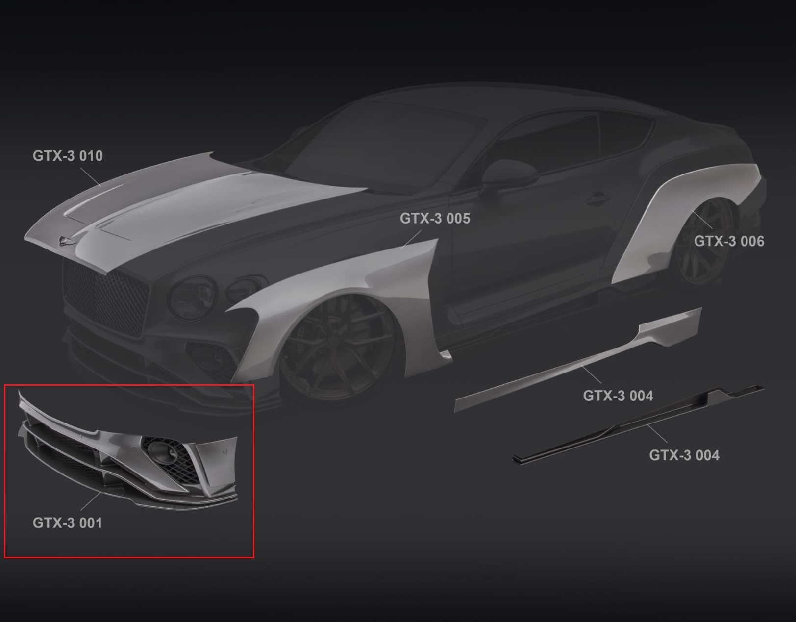 ONYX Carbon Visible Aero Front Bumper Incl. Hex Mesh for 2020 GTX-3 Bentley Continental GT - Image 2
